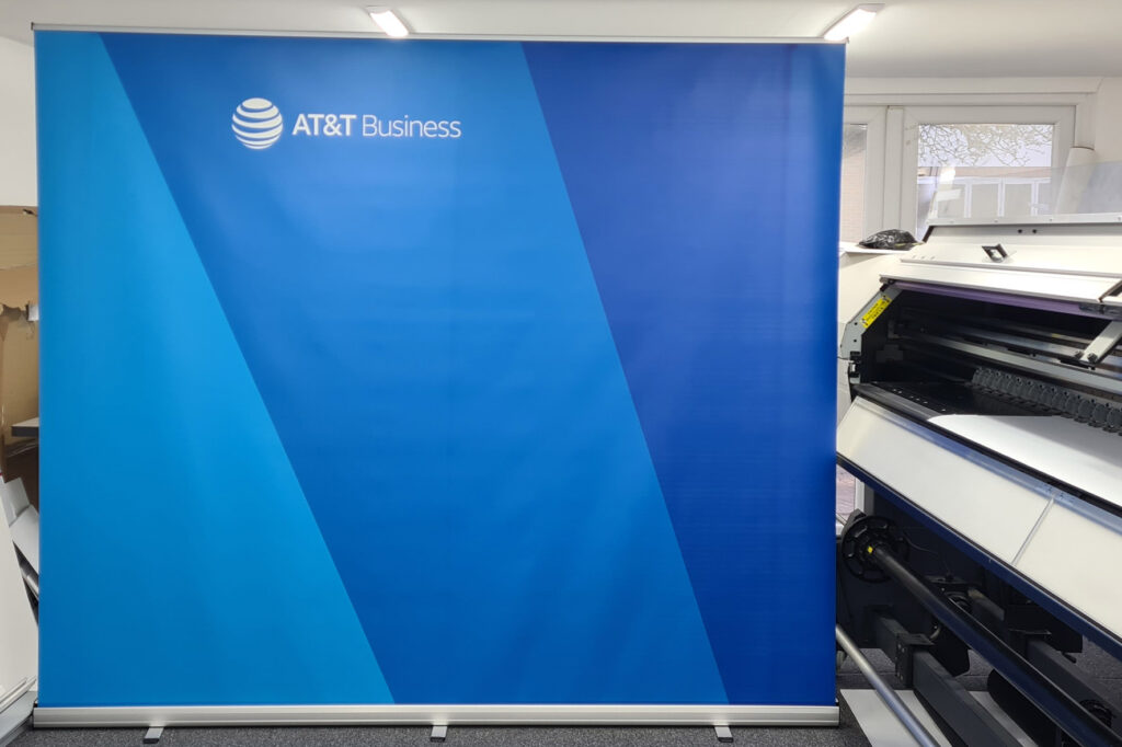 Extra wide roller banner produced for AT&T