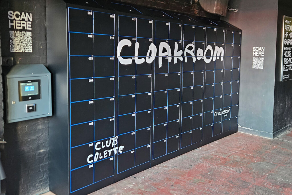 Cloakroom lockers at Club Colette wrapped in printed vinyl