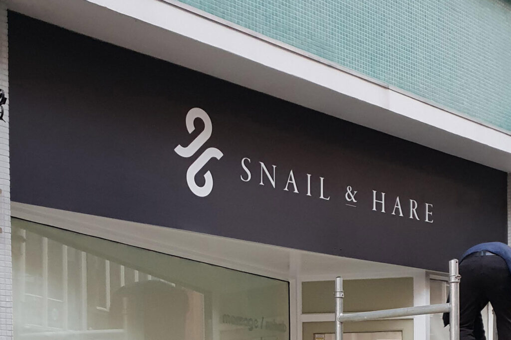 Shopfront sign for Snail & Hare