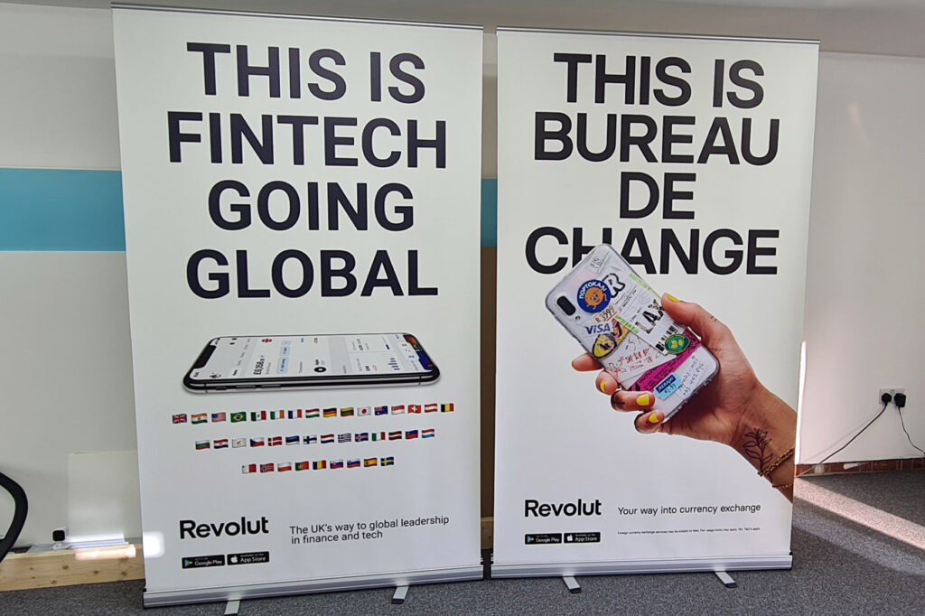 120cm Roller Banners produced for Revolut