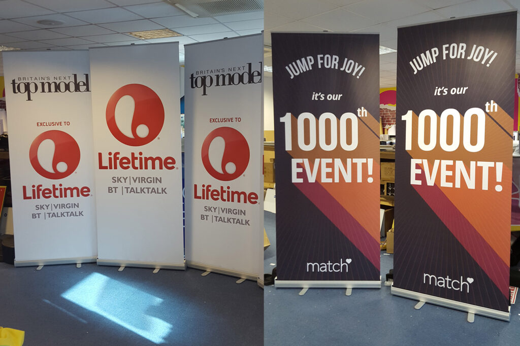 85cm roller banners printed for Lifetime and Match.com
