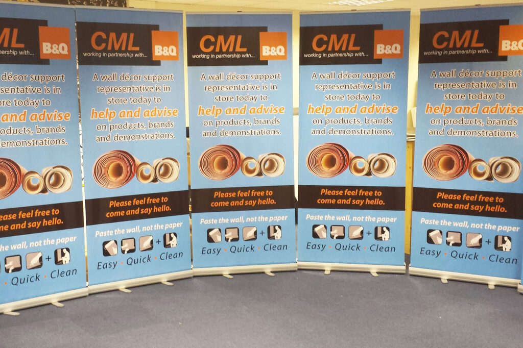 Promotional roller banners for B&Q support