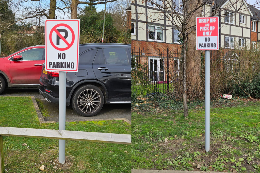 parking signs installed on posts