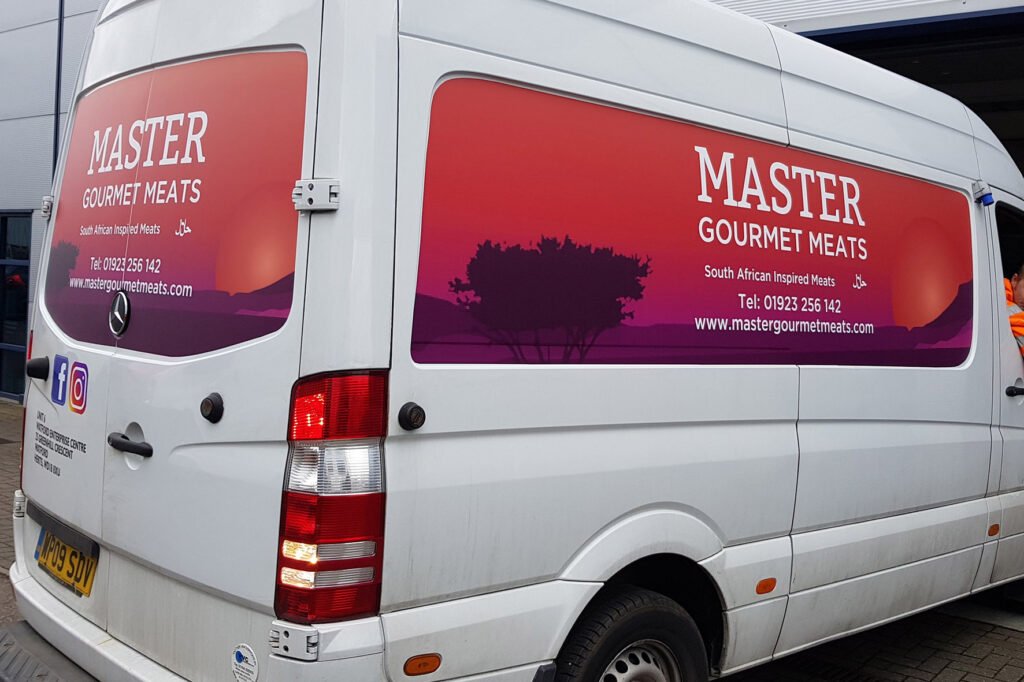 Printed van wrap design promoting local business services