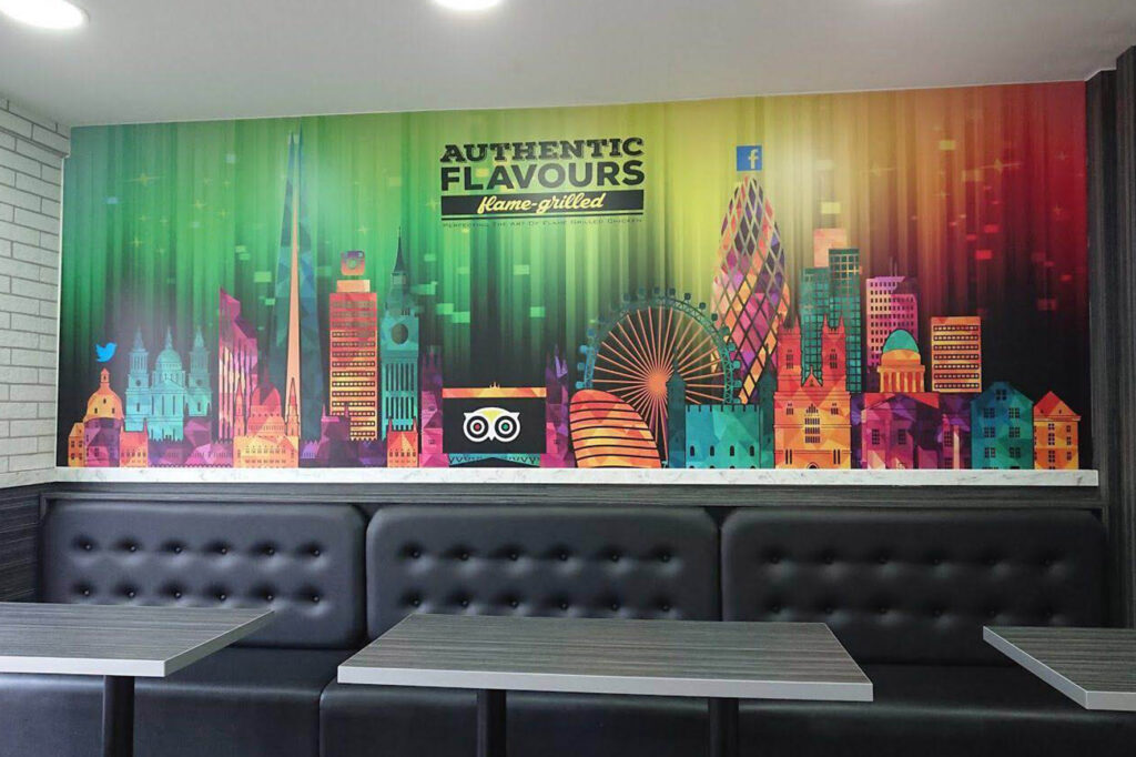 Vinyl Wallpaper fitted inside a restaurant