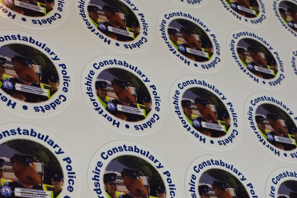 circle cut stickers for Herts Police