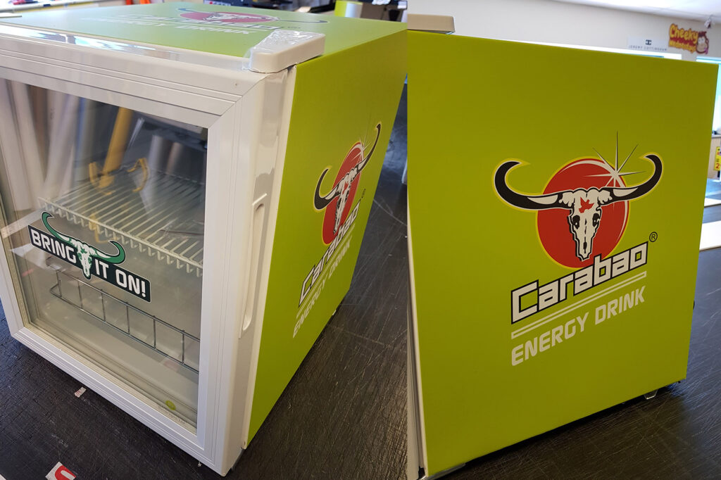 Fridge wrapped in vinyl for Carabao