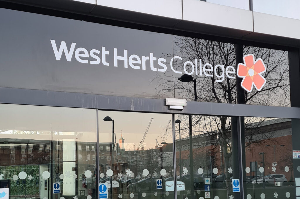 Cut vinyl graphics applied to college exterior