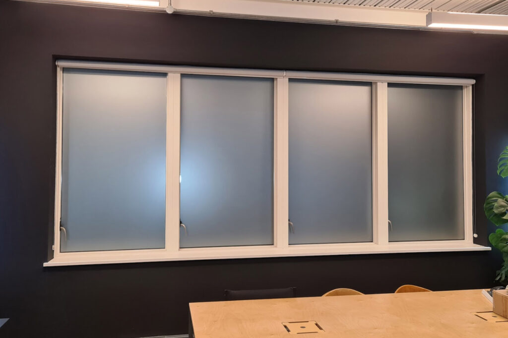 Window etch vinyl applied to glass window for privacy