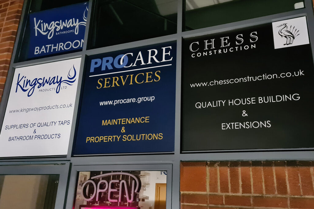 Vinyl applied to office windows 